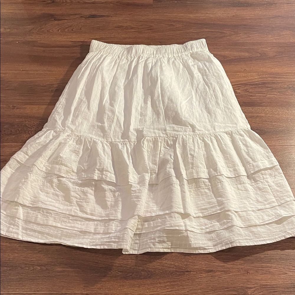 Madewell White Tiered A-Line Skirt